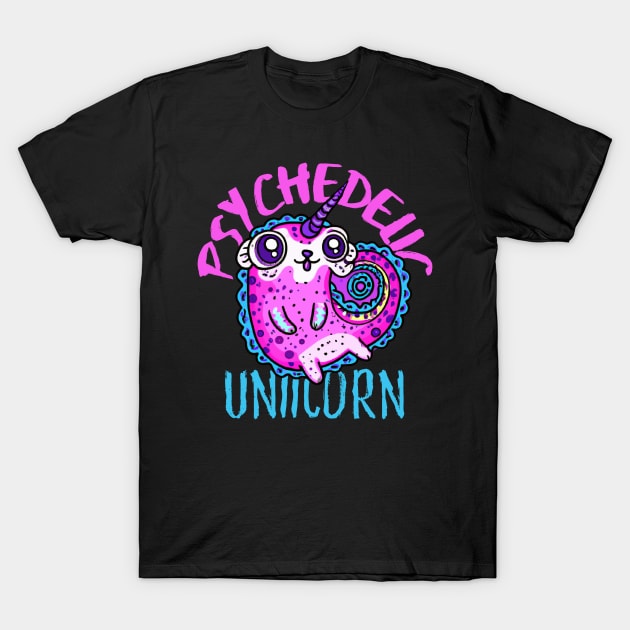 Cute Crazy Psycedelic Unicorn Artwork T-Shirt by maxdax